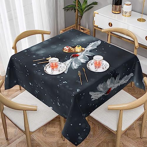 Hzhuaoeg Quadratische Tischdecke, Marienkäfer auf Gänseblümchen, waschbar, Polyester-Stoff, Tischdecke für Küche, Esstisch, 152,4 x 152,4 cm von Hzhuaoeg