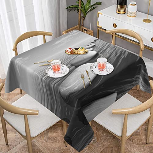 Hzhuaoeg Quadratische Tischdecke, Motiv: graue Zen-Steine, waschbar, Polyester-Stoff, Tischdecke für Küche, Esstisch, 137 x 137 cm von Hzhuaoeg