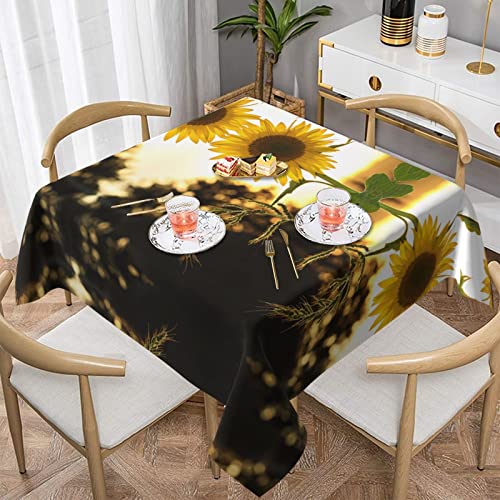 Hzhuaoeg Quadratische Tischdecke, Sonnenblumen, Sonnenblumen, waschbar, Polyester, Tischdecke für Küche, Esstisch, 137 x 137 cm von Hzhuaoeg