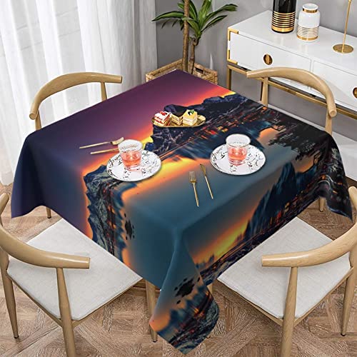 Hzhuaoeg Quadratische Tischdecke Norwegeninseln, waschbare Polyester-Tischdecke für Küche, Esstisch, 152,4 x 152,4 cm von Hzhuaoeg