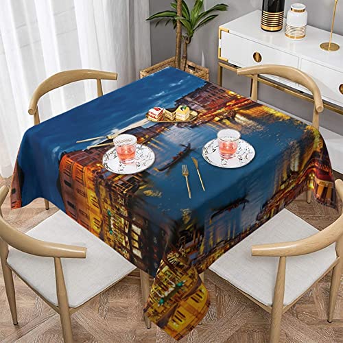 Hzhuaoeg Quadratische Tischdecke Venedig Nacht, waschbares Polyestergewebe, Tischdecke für Küche, Esstisch, 137 x 137 cm von Hzhuaoeg