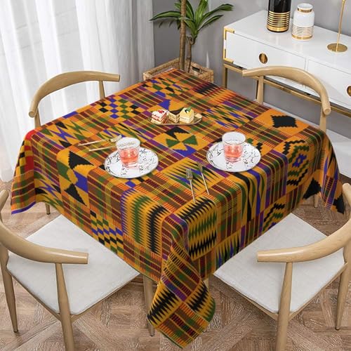 Hzhuaoeg Quadratische Tischdecke aus afrikanischem Gewebe, waschbar, Polyesterstoff, Tischdecke für Küche, Esstisch, 137 x 137 cm von Hzhuaoeg