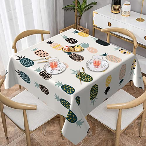 Hzhuaoeg Quadratische Tischdecke mit Ananasmotiv, waschbar, Polyester, Tischdecke für Küche, Esstisch, 152,4 x 152,4 cm von Hzhuaoeg