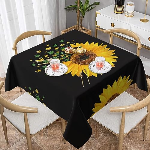 Hzhuaoeg Quadratische Tischdecke mit Sonnenblumen-Motiv, waschbar, Polyester, Tischdecke für Küche, Esstisch, 152,4 x 152,4 cm von Hzhuaoeg