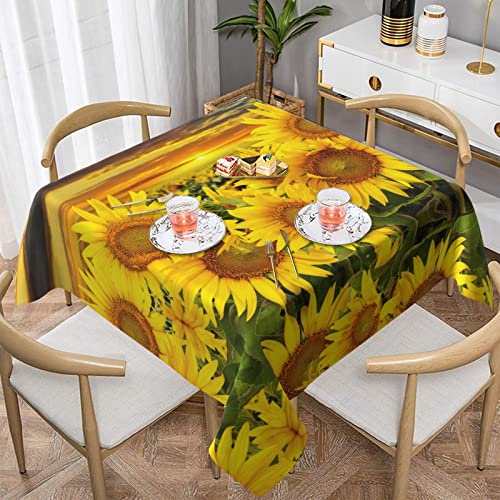 Hzhuaoeg Quadratische Tischdecke mit Sonnenblumenmuster, waschbares Polyestergewebe, Tischdecke für Küche, Esstisch, 152,4 x 152,4 cm von Hzhuaoeg