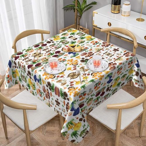 Hzhuaoeg Quadratische Tischdecke mit japanischer Malerei, Pilz, waschbar, Polyester-Stoff, Tischdecke für Küche, Esstisch, 137 x 137 cm von Hzhuaoeg