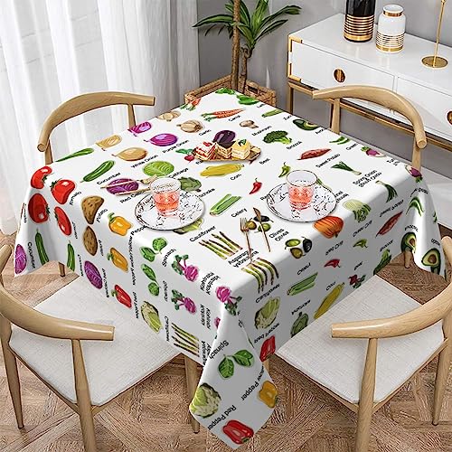 Hzhuaoeg Quadratische Tischdecke mit verschiedenen Gemüsesorten, waschbare Polyester-Tischdecke für Küche, Esstisch, 152,4 x 152,4 cm von Hzhuaoeg