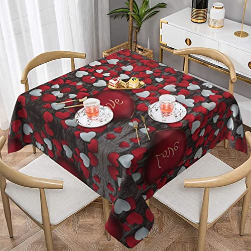 Hzhuaoeg Quadratische Valentinstag-Tischdecke, waschbare Polyester-Tischdecke für Küche, Esstisch, 137 x 137 cm von Hzhuaoeg