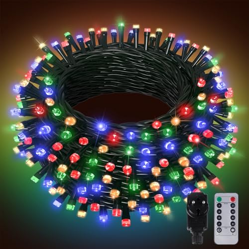 Hzitcigm 100M Weihnachten Deko Lichterkette, 1000 LED Bunt Lichterkette Weihnachtsbaum Lichter mit 8 Modi Grünes Kabel IP44 Wasserdicht Weihnachtsbeleuchtung Strom Lichterkette für Innen Außen Deko von Hzitcigm