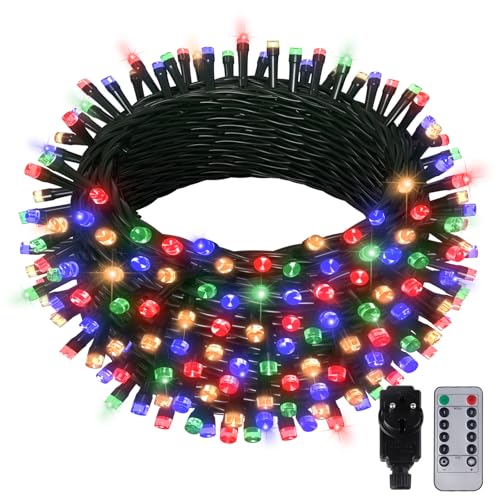 Hzitcigm 30M Weihnachten Deko Lichterkette, 300 LED Bunt Lichterkette Weihnachtsbaum Lichter mit 8 Modi Grünes Kabel IP44 Wasserdicht Weihnachtsbeleuchtung Strom Lichterkette für Innen Außen Deko von Hzitcigm