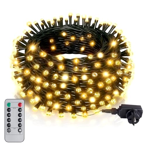 Hzitcigm 30M Weihnachten Deko Lichterkette, 300 LED Warmweiß Lichterkette Weihnachtsbaum Lichter mit 8 Modi Grünes Kabel IP44 Wasserdicht Weihnachtsbeleuchtung Strom Lichterkette für Innen Außen Deko von Hzitcigm