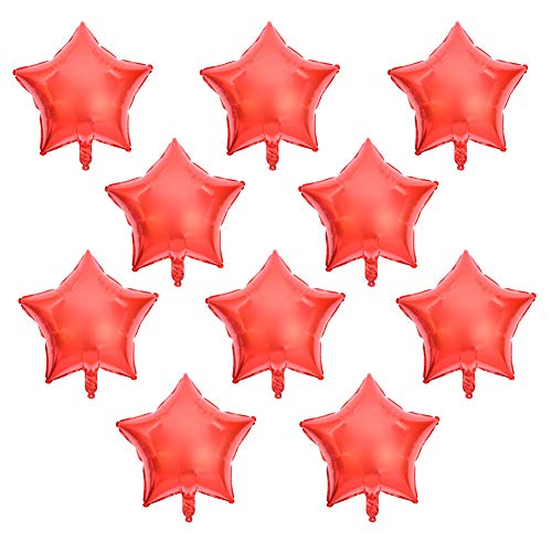 10 Stück 10 Zoll Fünf-Sterne-Aluminiumfolienballons in Verschiedenen Farben Party Hochzeit Geburtstag Dekor mit Hochwertigem Material (Rot) von Hztyyier