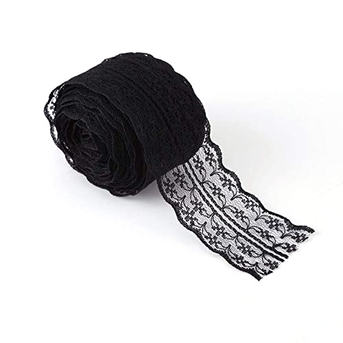 10 Yards Handwerk Spitze Bandrolle Spitze Band Gurtband für Hochzeit Party Decor Home Verschönerung DIY Handwerk(Schwarz) von Hztyyier