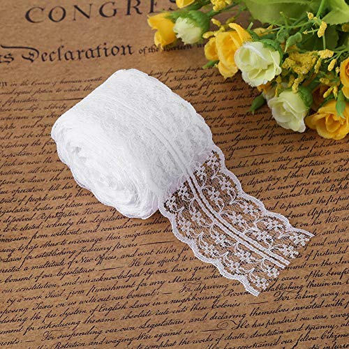 10 Yards Handwerk Spitze Bandrolle Spitze Band Gurtband für Hochzeit Party Decor Home Verschönerung DIY Handwerk(Weiß) von Hztyyier