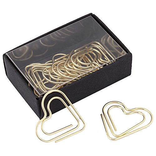 12 Stücke Herzform Büroklammern Metall Dokument Clips Paper Clip für Schule Büro Lesezeichen Kennzeichnung Organisation Clip Schreibwaren(Golden) von Hztyyier