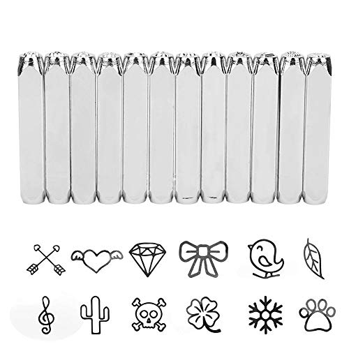 12 stücke 6mm 1/4"Briefmarken Punch Set, Metall Punch Stempel Natur Thema Stanzwerkzeug Kohlenstoffstahl Stempel Punch Metall Schmuck Machen Leder Holz von Hztyyier