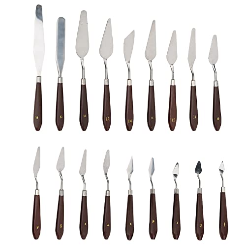 18 teiliges Spachtel Set Edelstahl Spatel Spachtel Holzgriff Ölfarbe für Leinwand Acrylmalerei(18pcs) von Hztyyier