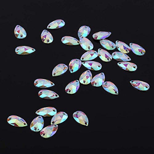 200Pcs Nähen Strass, Tropfenform Harz Flatback Nähen Strasssteine mit 2 Loch für DIY Handwerk Dekoration(Mehrfarbig) von Hztyyier