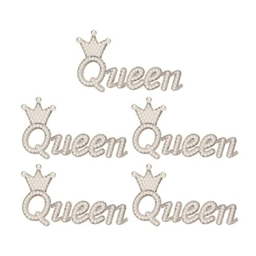 5 PCs Crown Queen Sticked Flecken, DIY -Nähflecken Geeignet für die Kleiderdekoration mit Polyester, Perlen, Strasssteinen von Hztyyier