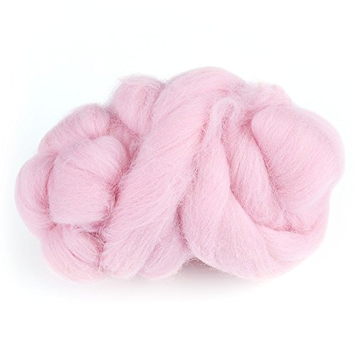 55g Filzwolle, Wolle Roving Schurwolle Garn Roving Märchenwolle Superweiche Hand Spinnen DIY Handwerk Materialien(Rosa) von Hztyyier