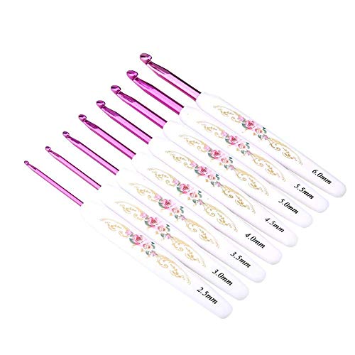 8Pcs Häkelnadel Set, Aluminium Häkelnadeln Stricknadeln mit Kunststoffgriff, Knitting Crochet Hook Set(Large) von Hztyyier