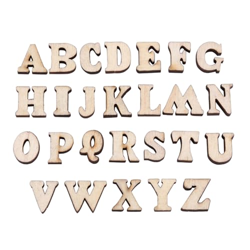 Holz-Alphabet-Zahlen, Frühes Lernspielzeug für, Basteln, Sammelalben, Holzfarbe, 200 Stück Beutel (Englisches Buchstabendesign) von Hztyyier