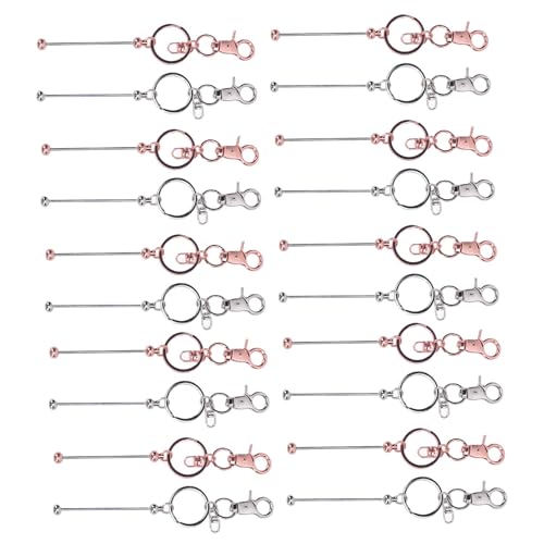 Hztyyier 20-teiliges Perlen-Schlüsselanhänger-Set, Eisenperlen-Schlüsselanhänger-Set mit 10 Roségold- und 10 Silber-Schlüsselanhängern, 360 Grad Drehbar, Zubehör für die Herstellung von von Hztyyier