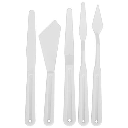 5Pcs Malmesser, Kunststoff Malerei Spachtel Set Weiß Art Artist Paint Spachtel Werkzeuge für Öl Acryl Malerei Farbmischung von Hztyyier