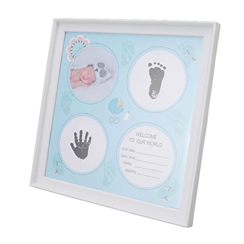 Hztyyier Baby-Handabdruck-Fußabdruck-Set, Attraktives und Robustes, Verschleißfestes, Dekoratives Baby-Abdruck-Rahmen-Set für die Wand (Blau) von Hztyyier