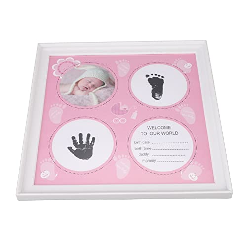 Hztyyier Baby-Handabdruck-Fußabdruck-Set, Attraktives und Robustes, Verschleißfestes, Dekoratives Baby-Abdruck-Rahmen-Set für die Wand (Rosa) von Hztyyier