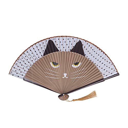 Hztyyier Klappventilator Katzenmuster Bambus Handheld Fans mit Japanischem Stil für Geschenke Hochzeit Tanzen Requisiten Dekor von Hztyyier