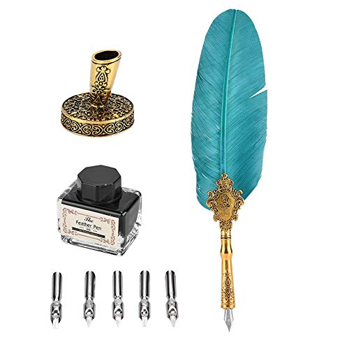 Hztyyier Retro Quill Pen Klassische Füllfederhalter Eleganten Europäischen Stil Feder Dip Schreibfeder Leere Tintenflasche Set Geschenkbox von Hztyyier