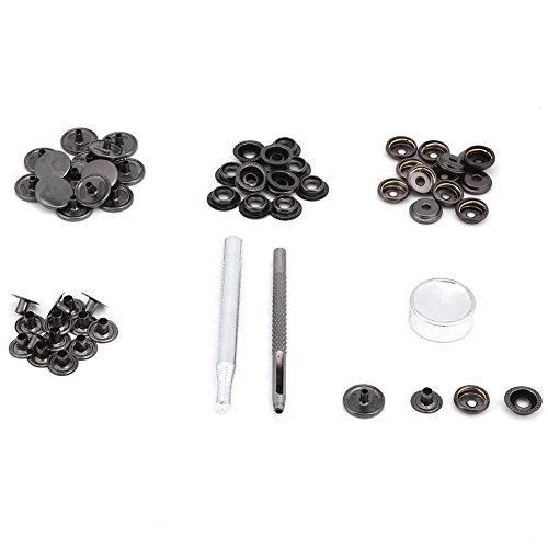 Snap Fasteners Kit Druckknöpfe Metall Druckknopf Druckknöpfe mit 3 Stück Fixierwerkzeugen Kleidung Druckknöpfe Kit für dünne Lederjacken Jeans Armband Taschen(schwarzer) von Hztyyier