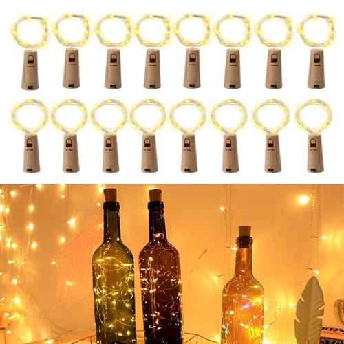 LED Flaschenlicht 20 Stück Flaschenlicht Batterie Flaschen Lichterkette 2M 20LED Led flaschenlicht Lichterkette für flaschen Korken lichterkette für Weihnachten,Party, Hochzeit (20 Stück Warmweiß) von Hzyclzh