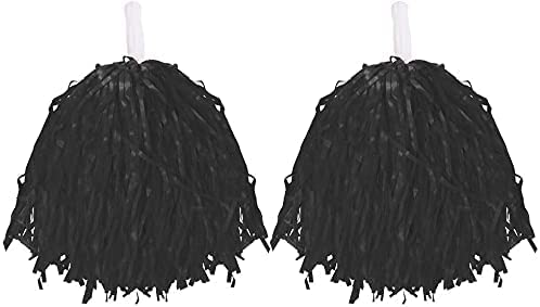 Cheerleader Pompons, Kostüm-Zubehör, leichte Pompons mit Griffen, für Kinder und Erwachsene, Farbe: Schwarz von I LOVE FANCY DRESS