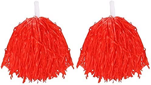 Cheerleader Pompons für Kinder und Erwachsene, leicht, mit Griffen, Rot von I LOVE FANCY DRESS