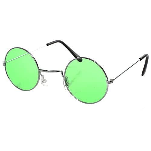 Grüne runde Hippie-Brille im Stil der 70er und 1960er Jahre, Disco, Hippie, Lennon, 70er und 60er Jahre, Band-Accessoire, OSBOURNE HIPSTER-Sonnenbrille - 1 Stück von I LOVE FANCY DRESS