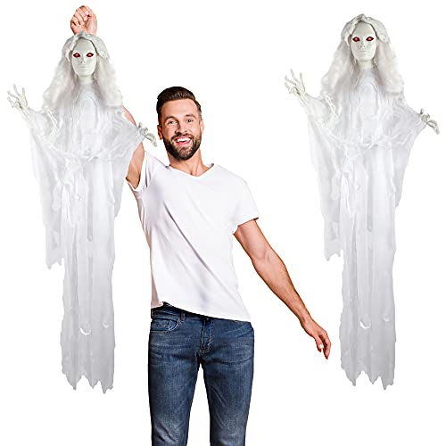 I LOVE FANCY DRESS Animatronic Halloween-Dekoration zum Aufhängen, 120 cm, rote Leuchtaugen und Soundeffekte, unheimliche Geräusche, Halloween-Requisiten, 2 Stück von I LOVE FANCY DRESS