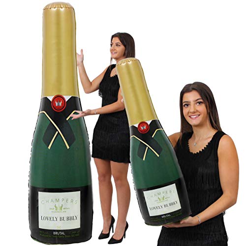 I LOVE FANCY DRESS LTD 2 x aufblasbare Champagnerflaschen – inklusive 1 x riesige 180 cm hoch und 1 x 72 cm Flasche. von I LOVE FANCY DRESS