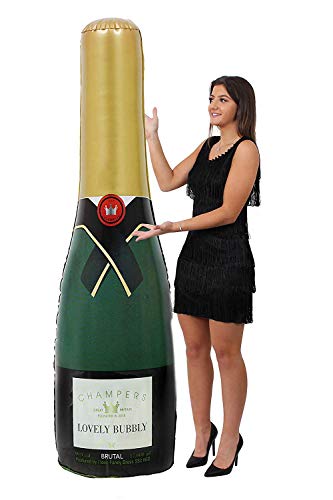 RIESIGE 6FT/180CM LUXUS CHAMPAGNER FLASCHE. EINE DUNKELGRÜNE AUFBLASBARE FLASCHE MIT EINEM ETIKETT-DESIGN. GEEIGNET FÜR PARTYDEKORATIONEN, HOCHZEITEN & GEBURTSTAGE & ALS POOLZUBEHÖR. PACKUNG MIT 1 von I LOVE FANCY DRESS