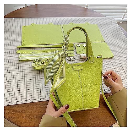 IAEXUOQC DIY UmhäNgetasche DIY handgemachte Eimertasche Handtasche Mode Cross-Body Leder Handwerk Zubehör halbfertige handgenähte Materialset(Green Materials) von IAEXUOQC