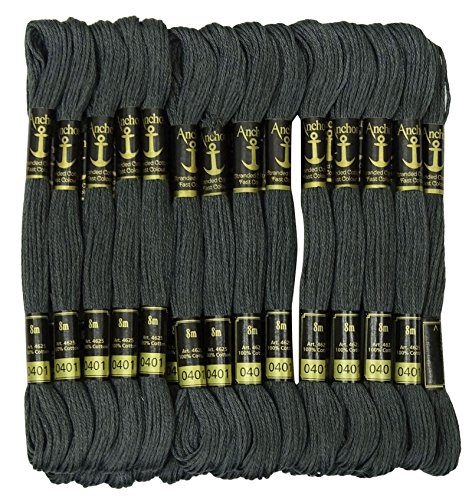 25 x Anchor Kreuzstichhandstickerei Floss Stranded Baumwollfaden Skeins-Gray von IBA Indianbeautifulart