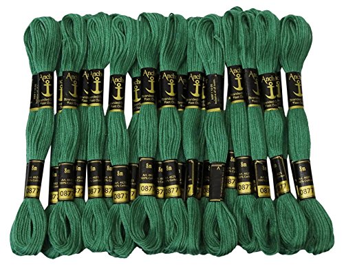 Anchor 25 x Stranded Baumwollkreuz-Heftung Hand Stickgarn Floss Skeins-Dark Green von IBA Indianbeautifulart