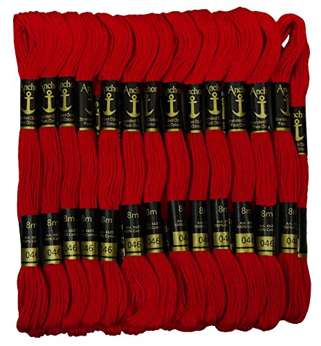 Anchor Kreuzstich Hand Stickgarn perlte Craft Nuhen Fließt 25 Skeins-Rot von IBA Indianbeautifulart