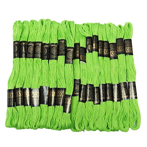 IBA Indianbeautifulart 25 Pcs Green Cotton Thema Skein Stich Floss Sewing Embroidery Stick von IBA Indianbeautifulart