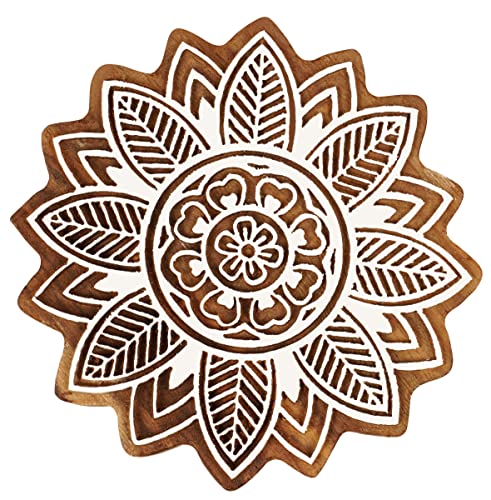 IBA Indianbeautifulart Textildruck Block Floral Mandala Handgeschnitzt Holzstempel Holzblock Druck Textilstempel fur Stoff/Topferblocke - 10,2 cm von IBA Indianbeautifulart