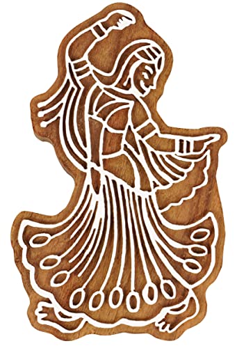 IBA Indianbeautifulart Textildruckblock indische Frauen Tanzform handgeschnitzt Holzstempel Holzblock Druck Textilstempel fur Stoff/Topferblocke - 10,2 cm von IBA Indianbeautifulart