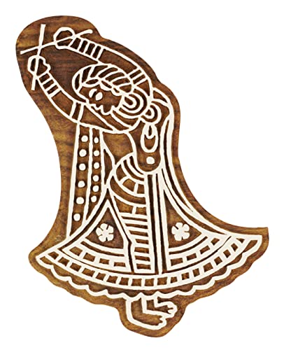 IBA Indianbeautifulart Textildruckblock indische Frauen Tanzform handgeschnitzt Holzstempel Holzblock Druck Textilstempel fur Stoff/Topferblocke - 15,2 cm von IBA Indianbeautifulart