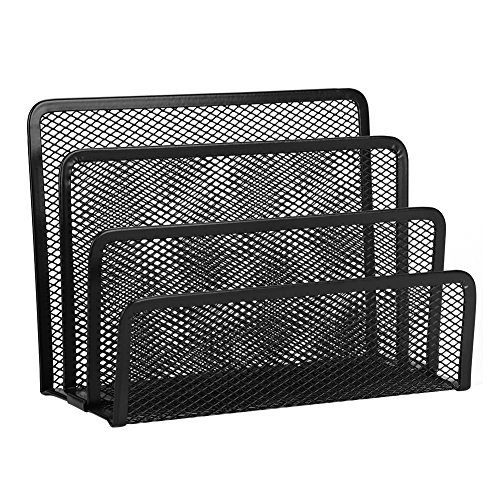 Briefständer Metall Zeitschriftenständer 3 Fächer Briefablage Office Schreibtisch Organizer Mesh Kartenständer Glatt Ordnungssystem Prospekthalter für Papier Dokumente Unterlagen von IBLUELOVER