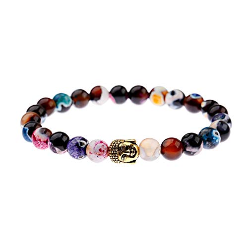 IBOWZ Naturstein Armband Chakra Armband Chakra-Armband, 7 Chakra 8 mm natürliche Bunte Turmalin-Perlen elastischer Born-Armreif Buddha-Schmuck Pray Yoga Energy Reiki Charm Schmuck Geschenk für Paa von IBOWZ